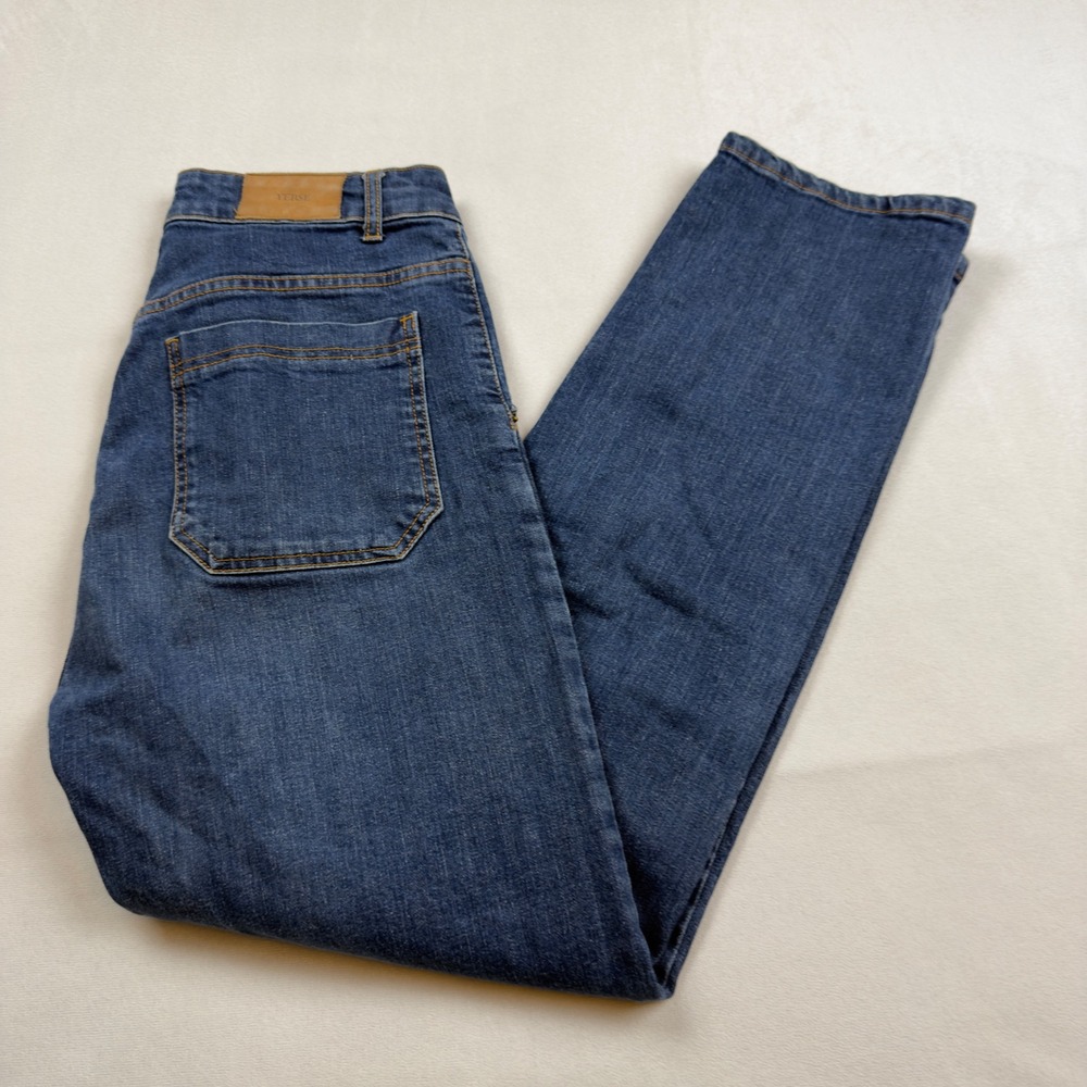 Yerse Womens High Waisted Straight Leg Jeans Blue Stretch Denim Size S Portugal